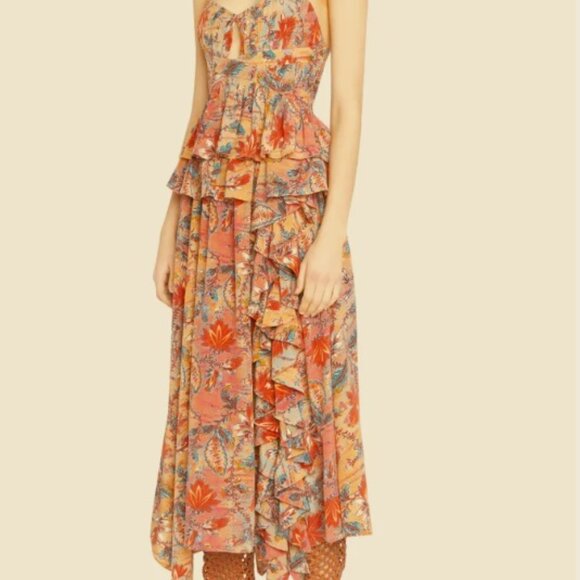 NWT Ulla Johnson Ursa Floral Silk Handkerchief Midi Skirt - Picture 1 of 4